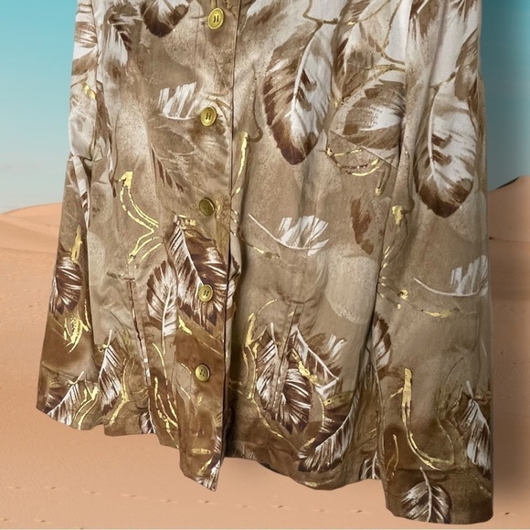 🔥 Chico's Additions Feathers Jacket Chicos 2 Misses L Cotton Gold Brown Dressy - Picture 5 of 11